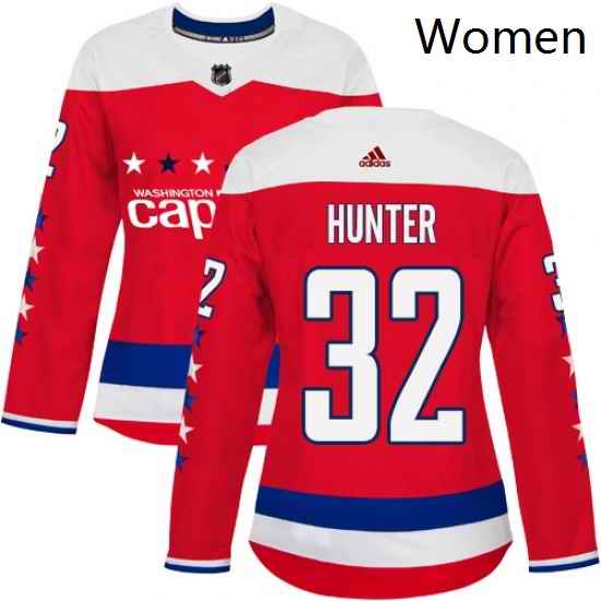 Womens Adidas Washington Capitals 32 Dale Hunter Authentic Red Alternate NHL Jersey